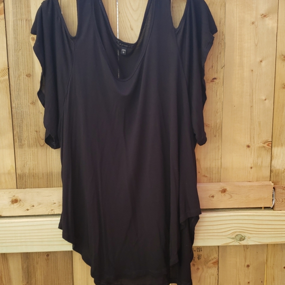 Express Top Cold Shoulder Flutter Sleeves